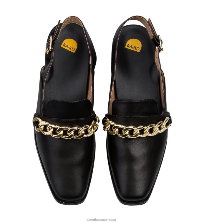 Bared Footwear kvinner basa V20X74 svart med kjede ballett leiligheter