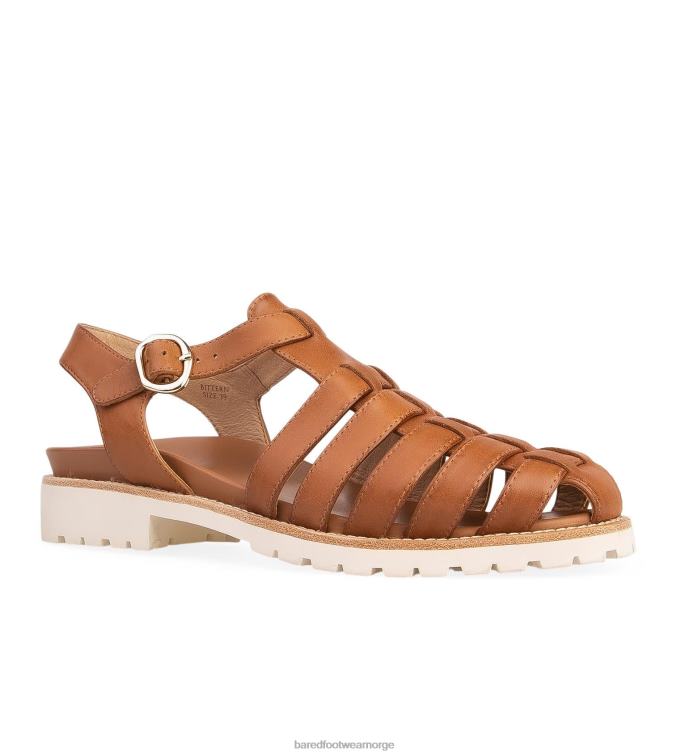 Bared Footwear kvinner bittern V20X241 solbrune flate sandaler i skinn
