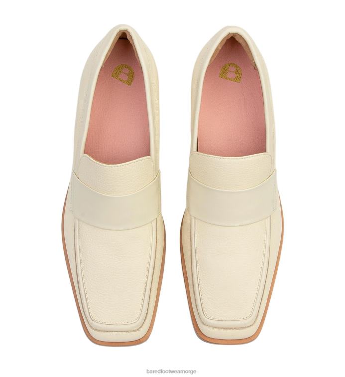 Bared Footwear kvinner curassow V20X233 ecru småstein loafers i skinn