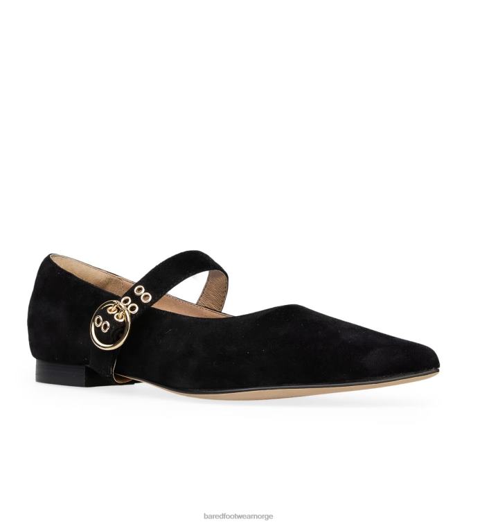 Bared Footwear kvinner egret V20X300 svart semsket ballett