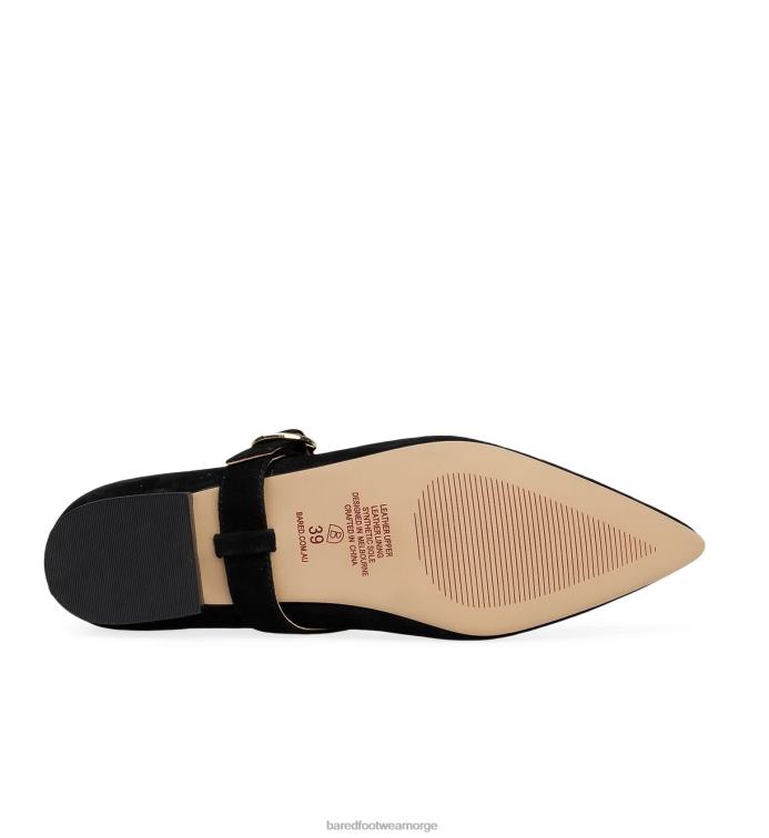 Bared Footwear kvinner egret V20X300 svart semsket ballett