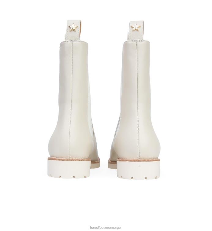 Bared Footwear kvinner hønsehøne V20X274 ecru skinn med ecru såle flate støvler
