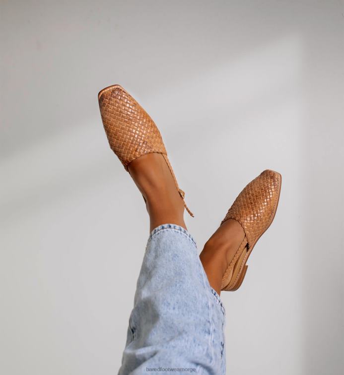 Bared Footwear kvinner junco V20X171 solbrune flate sandaler i skinn
