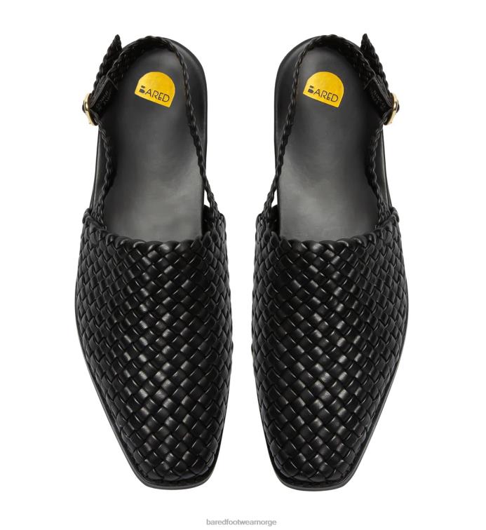 Bared Footwear kvinner junco V20X172 flate sandaler i svart skinn