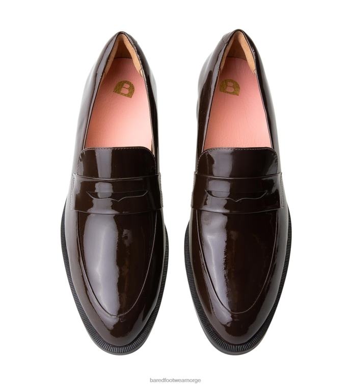 Bared Footwear kvinner kolibri V20X142 loafers i mørk eik i lakk