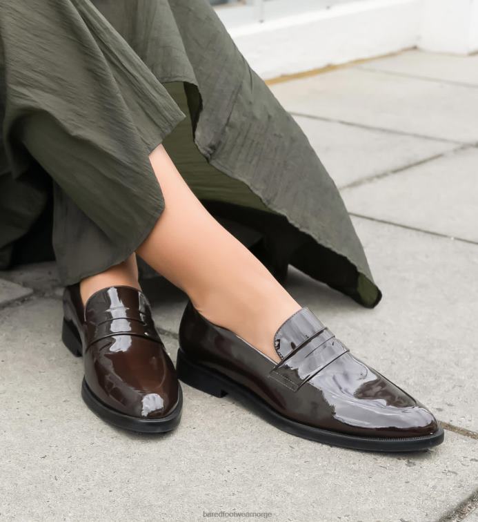 Bared Footwear kvinner kolibri V20X142 loafers i mørk eik i lakk