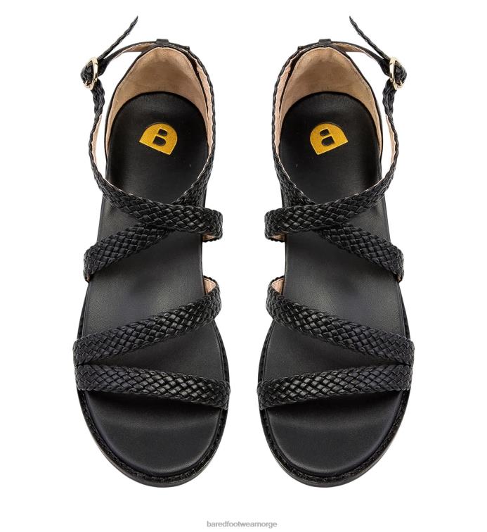 Bared Footwear kvinner murrelet V20X175 flate sandaler i svart skinn