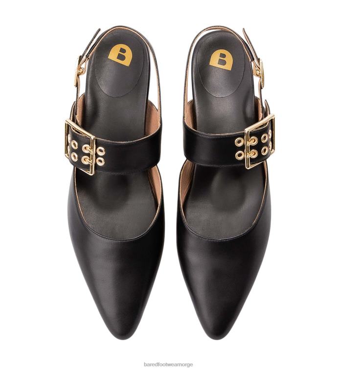 Bared Footwear kvinner rubin V20X261 ballettleiligheter i svart skinn