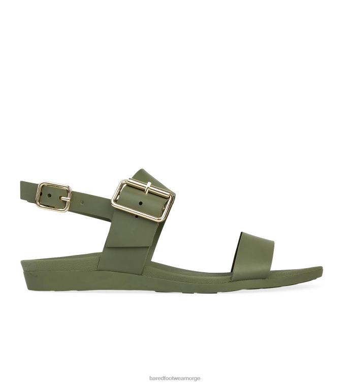 Bared Footwear kvinner sanderlinger V20X301 oliven gummi flate sandaler