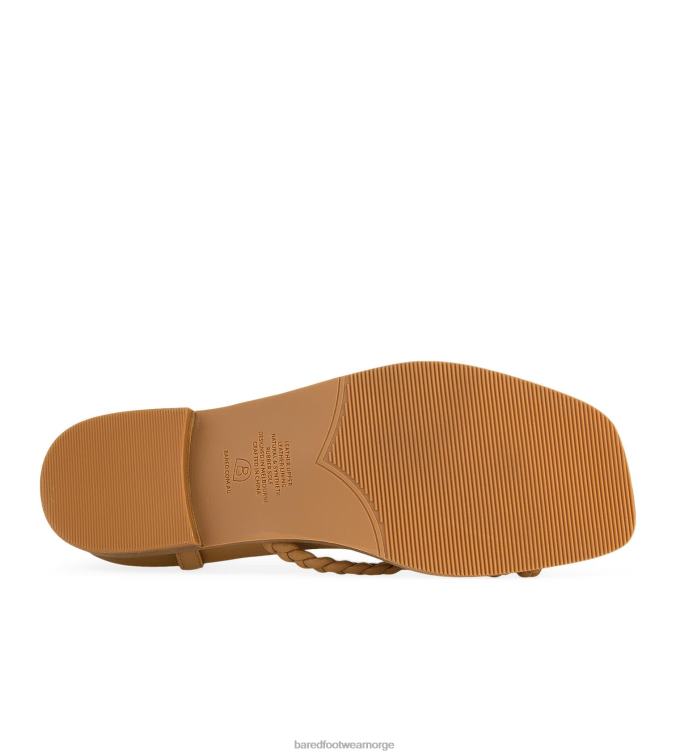 Bared Footwear kvinner shelduck V20X169 tan flettet skinn flate sandaler