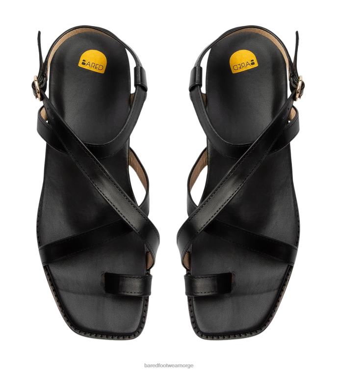 Bared Footwear kvinner shelduck V20X170 flate sandaler i svart skinn