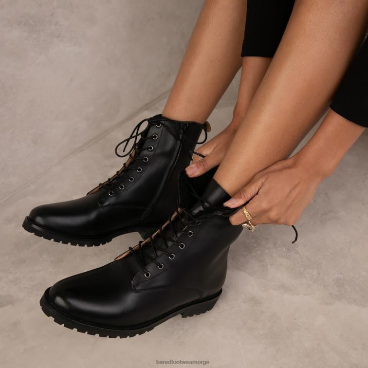 Bared Footwear kvinner skytter 2 V20X284 flate støvletter i svart skinn