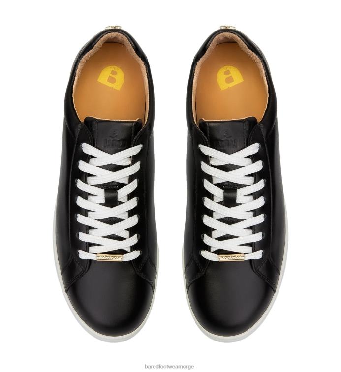 Bared Footwear kvinner snurre V20X199 svarte sneakers i skinn og gull