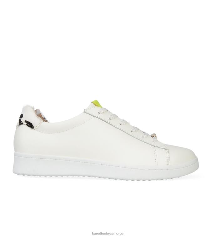 Bared Footwear kvinner snurre V20X200 ecru med skinnsneakers med kutrykk