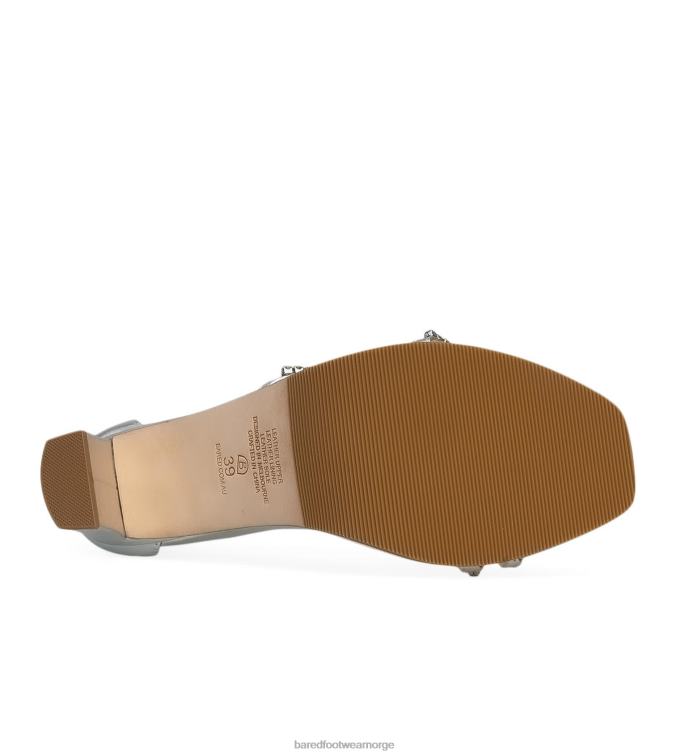 Bared Footwear kvinner sungem V20X263 sølv skinn med diamantes høye hæler