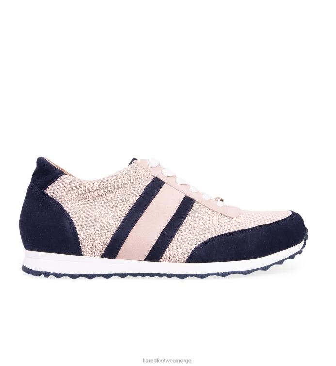 Bared Footwear kvinner tårnfalk V20X132 støvete rosa mesh og marine nubuck joggesko