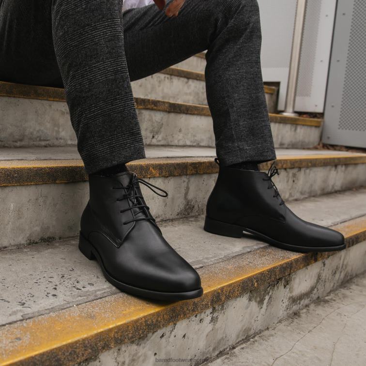 Bared Footwear menn dubnium V20X34 svarte skinnstøvler