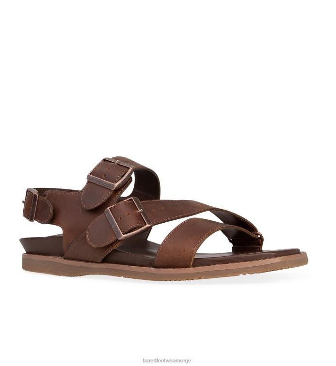 Bared Footwear menn hassium V20X38 brun vokset skinnsandal