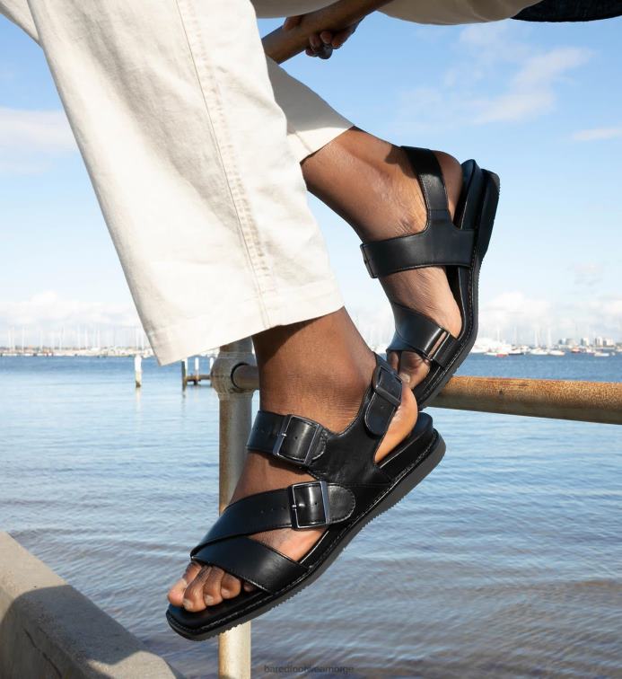 Bared Footwear menn hassium V20X39 svart skinnsandal