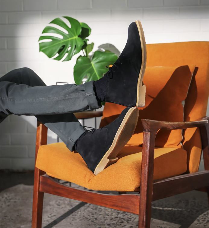 Bared Footwear menn radon V20X9 svarte semskede støvletter