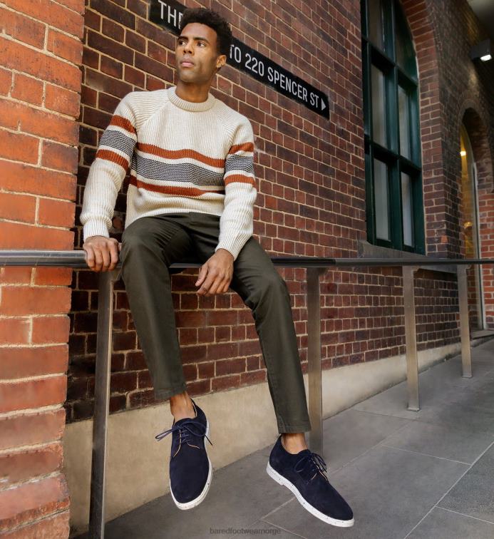 Bared Footwear menn ubøyelig V20X55 marine blonder i semsket skinn