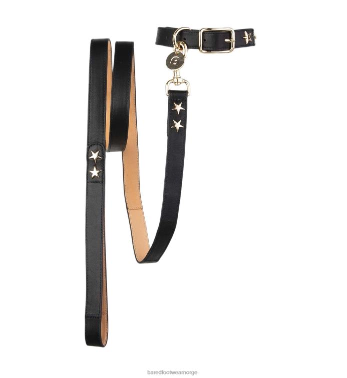 Bared Footwear unisex hundehalsbånd og bly V20X328 Svart lær
