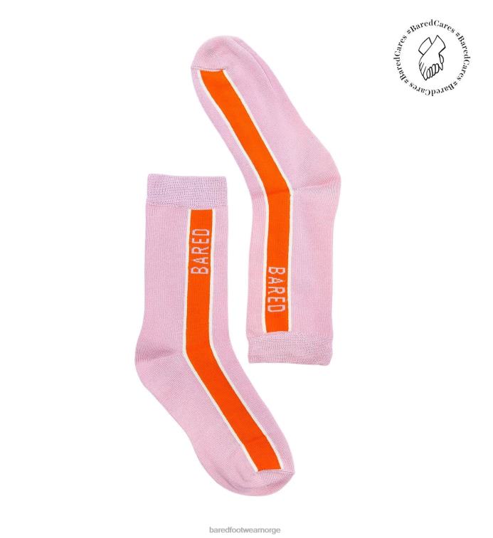 Bared Footwear unisex mannskapssokker V20X338 rosa og oransje