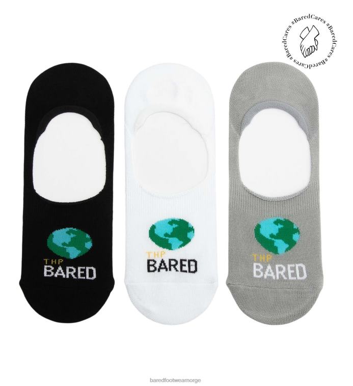 Bared Footwear unisex usynlige sokker 3-pak V20X332 svart/hvitt thp